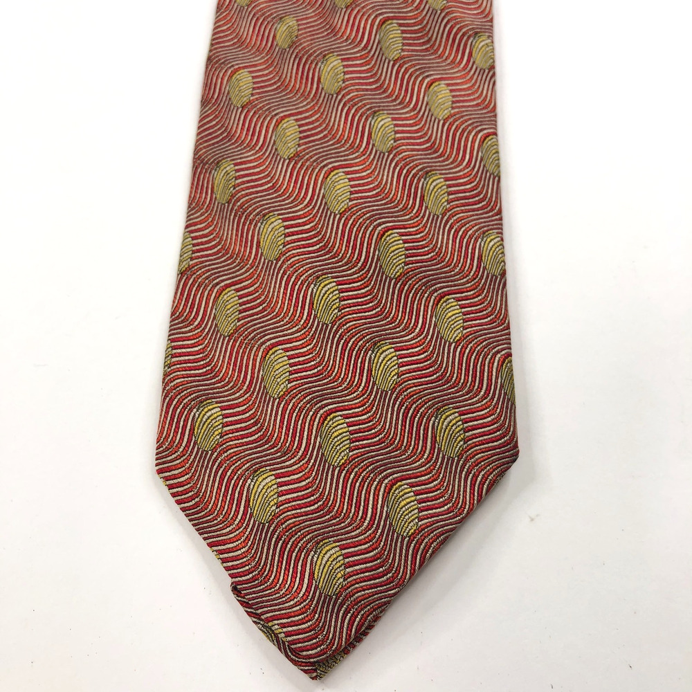 Robert Talbott Nordstrom Geometric 100% Silk Tie Red 90s Vintage VTG 4" /58 In